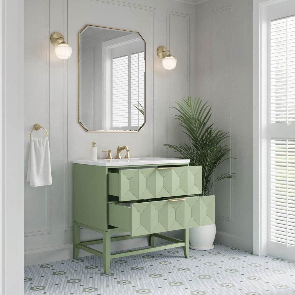James Martin Vanities Emmeline 36" Single Vanity, Pistachio w/ 3 CM Parisien Bleu Top, , large