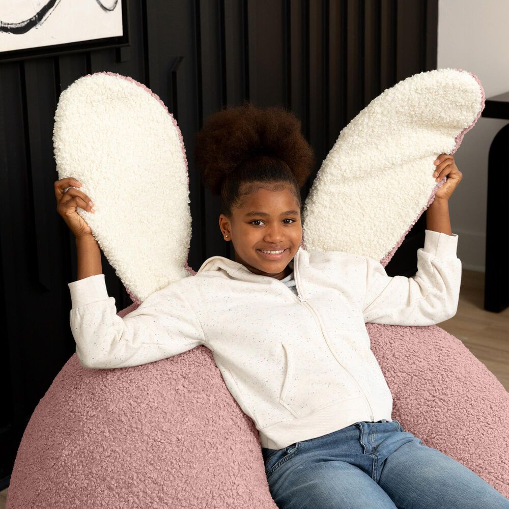 Jaxx HopSeat Bunny Oval Shaped Large Bean Bag Chair in Pink, , large