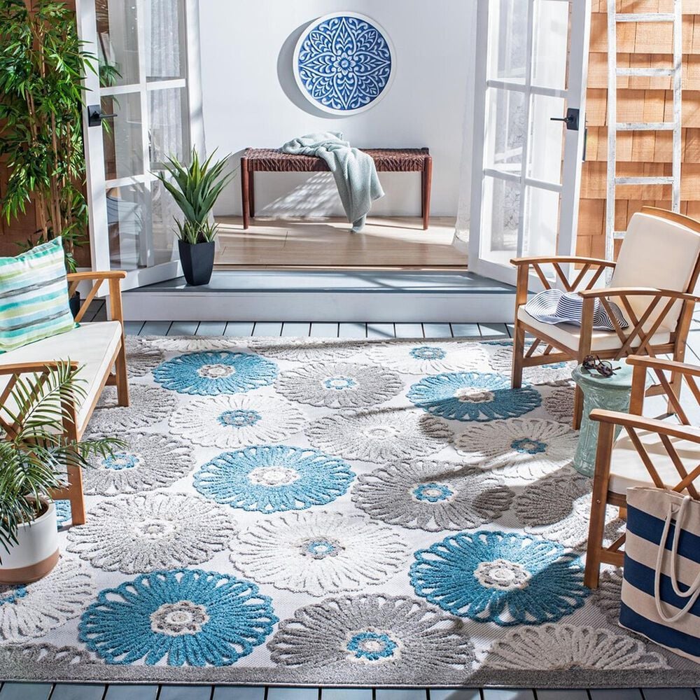 Safavieh Cabana CBN676B 8&#39; x 10&#39; Beige and Blue Indoor/Outdoor Area Performance Rug, , large