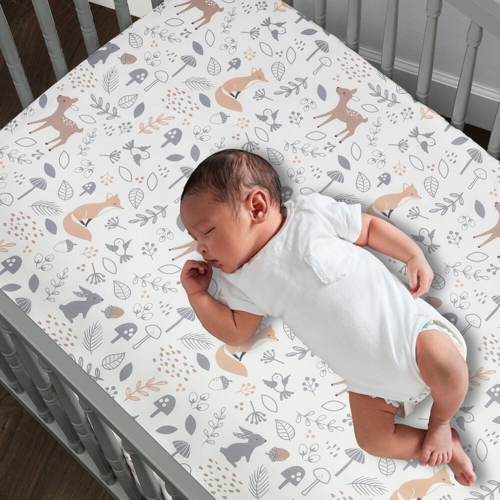 Lambs and Ivy Deer Park Woodland 3Piece Baby Crib Bedding Set in Brown, White and Grey NFM