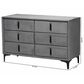 Baxton Studio Etienne 6-Drawer Dresser with Slate Grey Upholstered in Black, , large
