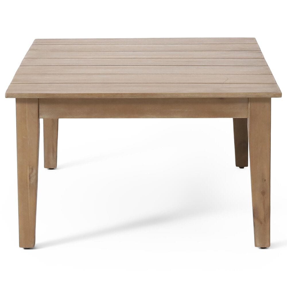 Hearth and Haven Outdoor Coffee Table with Slatted Top in Light Brown, , large