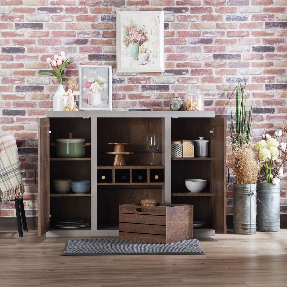 Furniture of America Taylor Buffet in Distressed Walnut, , large
