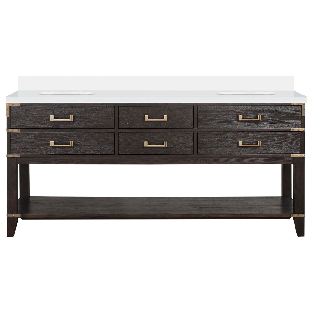 Lexora Home Norwalk 72&quot; Double Bathroom Vanity in Brown Oak with White Cultured Marble Top  and Rectangle Sink, , large