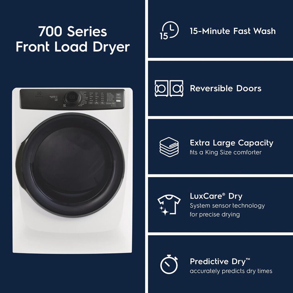 Electrolux 4.5 Cu. Ft. Front Load Washer and 8.0 Cu. Ft. Electric Dryer in Matte White, , large
