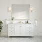 James Martin Vanities Chicago 60" Single Bathroom Vanity in Glossy White with 3 cm Ethereal Noctis Quartz Top and Rectangular Sink, , large