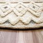 L&R Resources Sinuous Geometric Diamonds 6" Round Cream and Blue Area Rug, , large