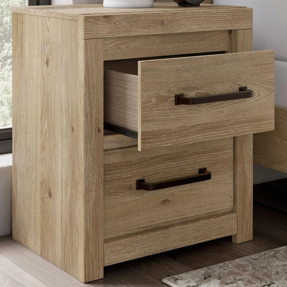 Ashley Brozmont 4 Piece King Panel Bedroom Set in Natural Brown, , large
