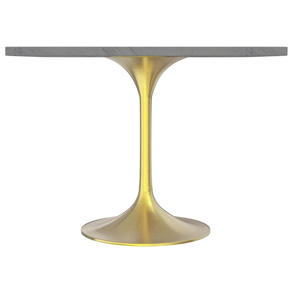 Leisuremod LeisureMod Verve Collection 36 Square Dining Table, Brushed Gold Base with Laminated White Marbleized Top, , large