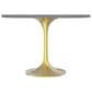 Leisuremod LeisureMod Verve Collection 36 Square Dining Table, Brushed Gold Base with Laminated White Marbleized Top, , large