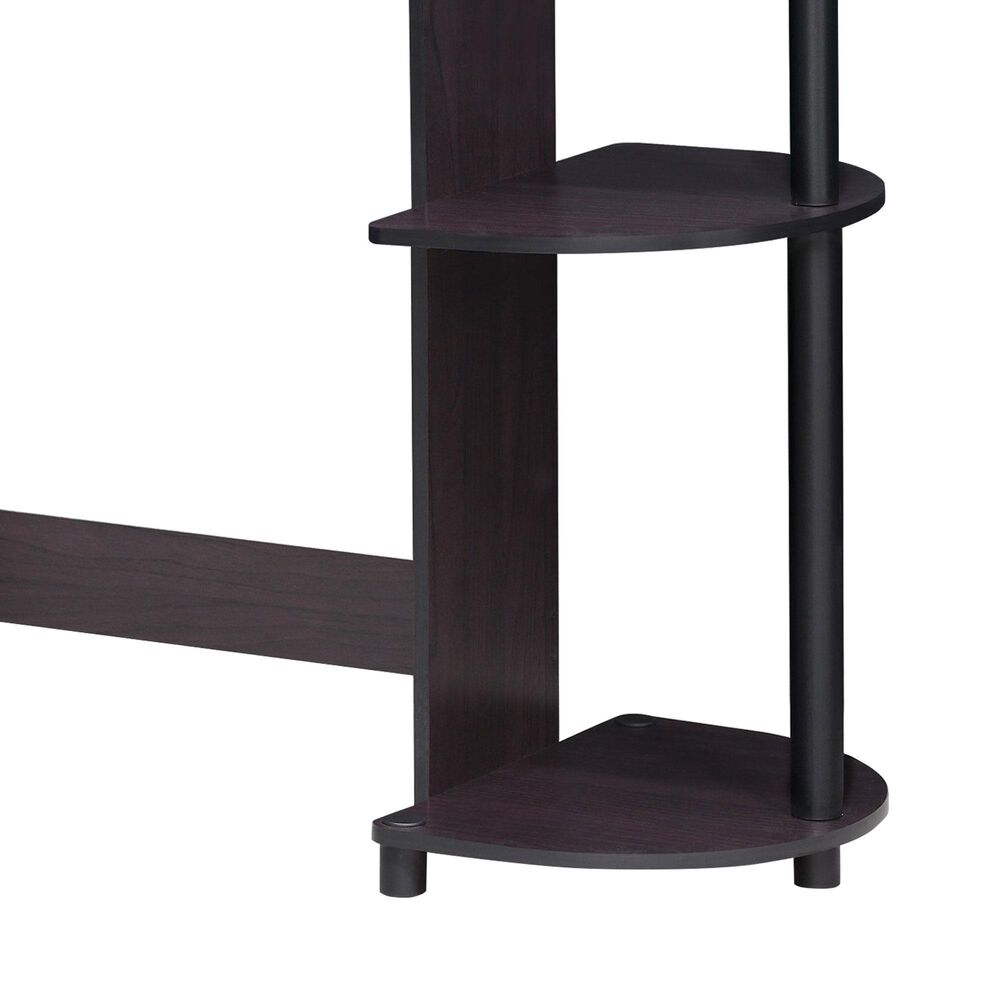 HOMLUX Compact Computer Desk with 3 Side Storage Shelves in Dark Walnut, , large