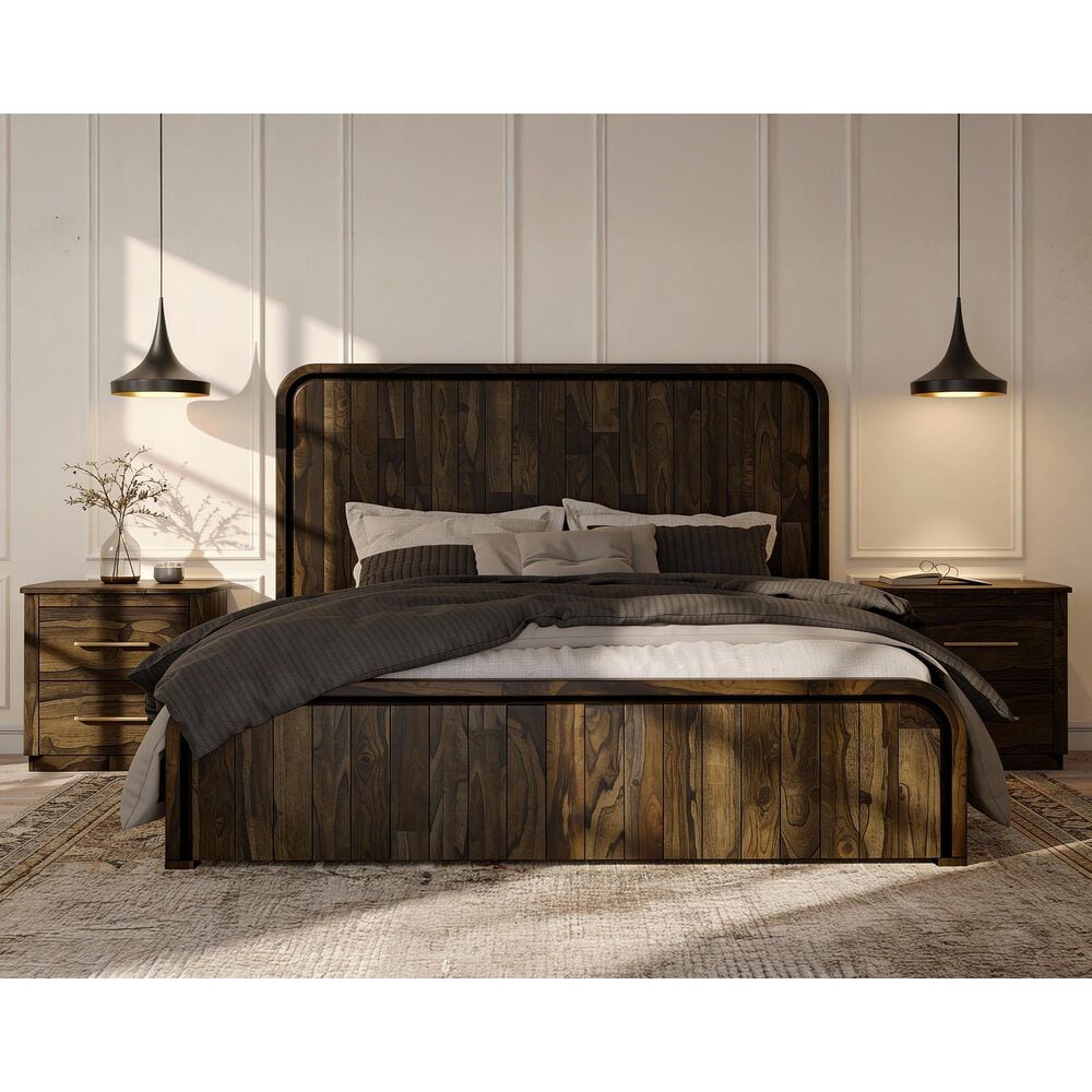 Fallridge Mezquite Queen Bed with Two Nightstands in Black Natural Grain, , large