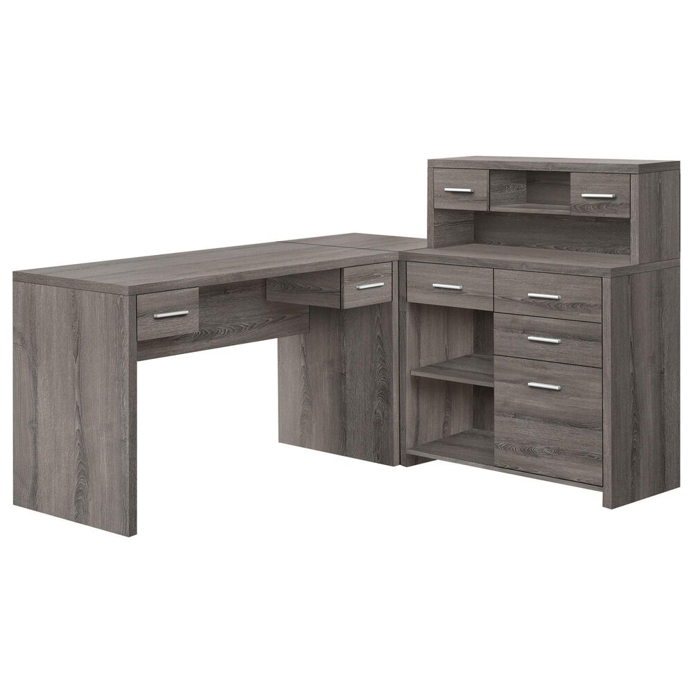 Monarch Specialties L-Shaped Computer Desk in Dark Taupe, , large