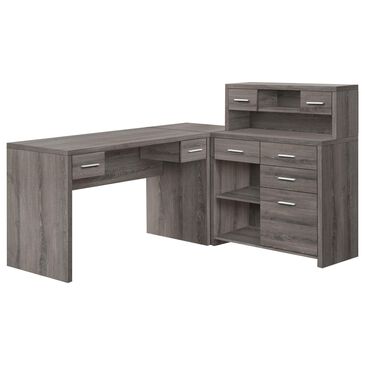 Monarch Specialties L-Shaped Computer Desk in Dark Taupe, , large