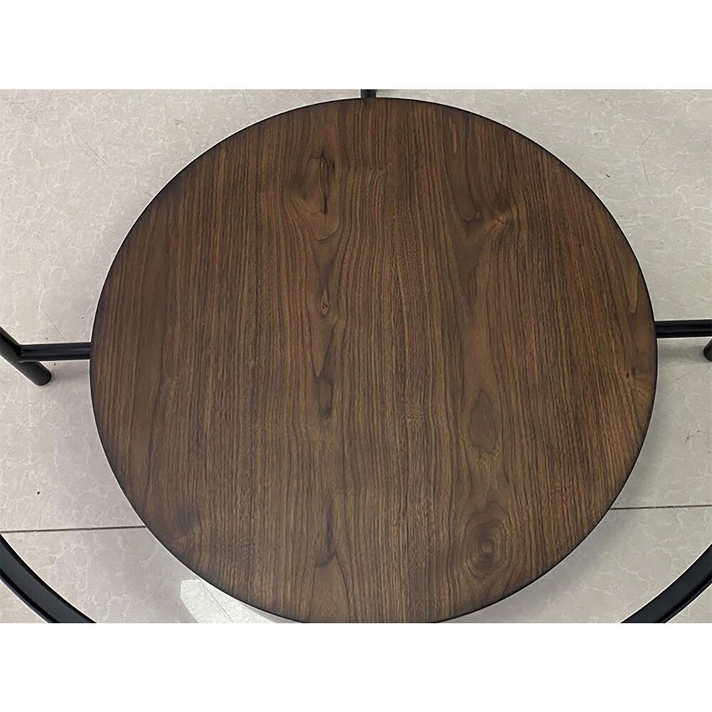 Shannon Hills Felix Round Coffee Table in Black and Walnut, , large