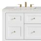 James Martin Vanities Breckenridge 60" Double Bathroom Vanity in Bright White with 3 cm Eternal Jasmine Pearl Quartz Top and Rectangular Sinks, , large