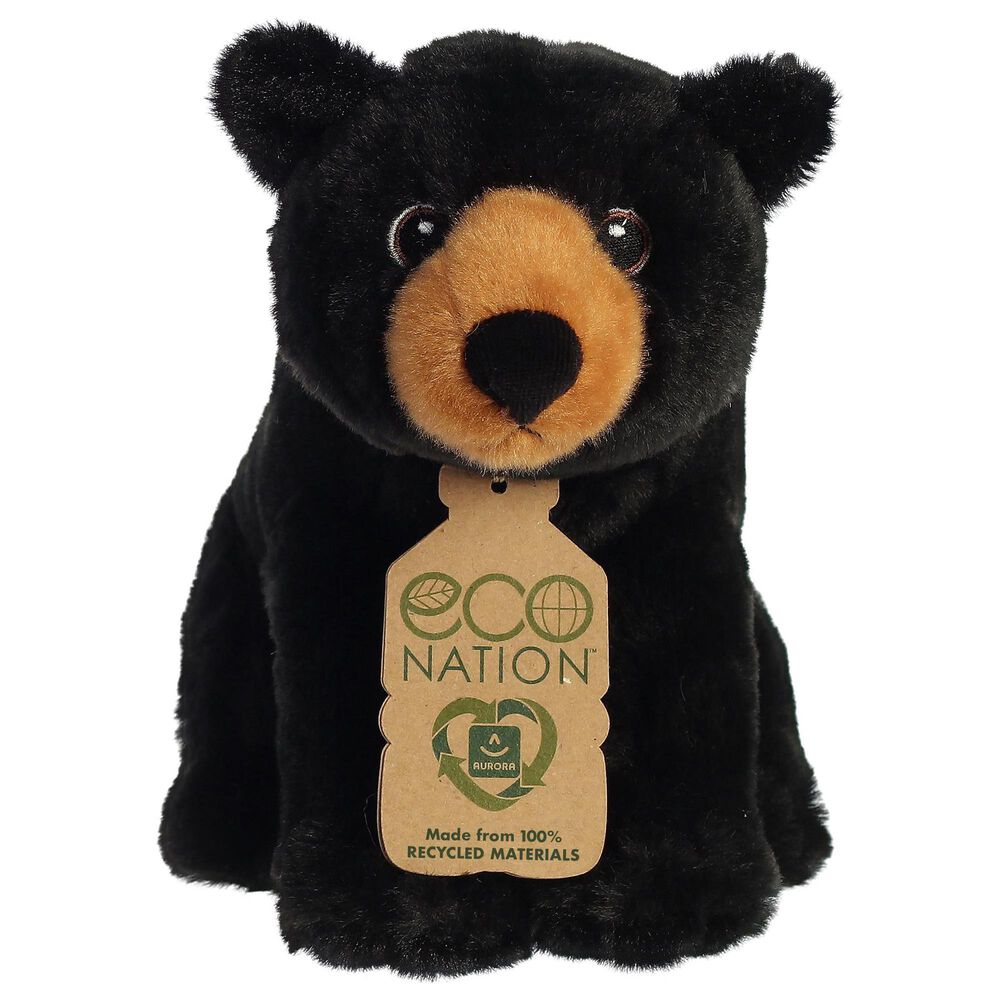 EcoNation 9.5" Black Bear Plush, , large