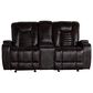 Oxford Furniture Dual Manual Reclining Gliding Loveseat with Console in Bolero Coffee, , large