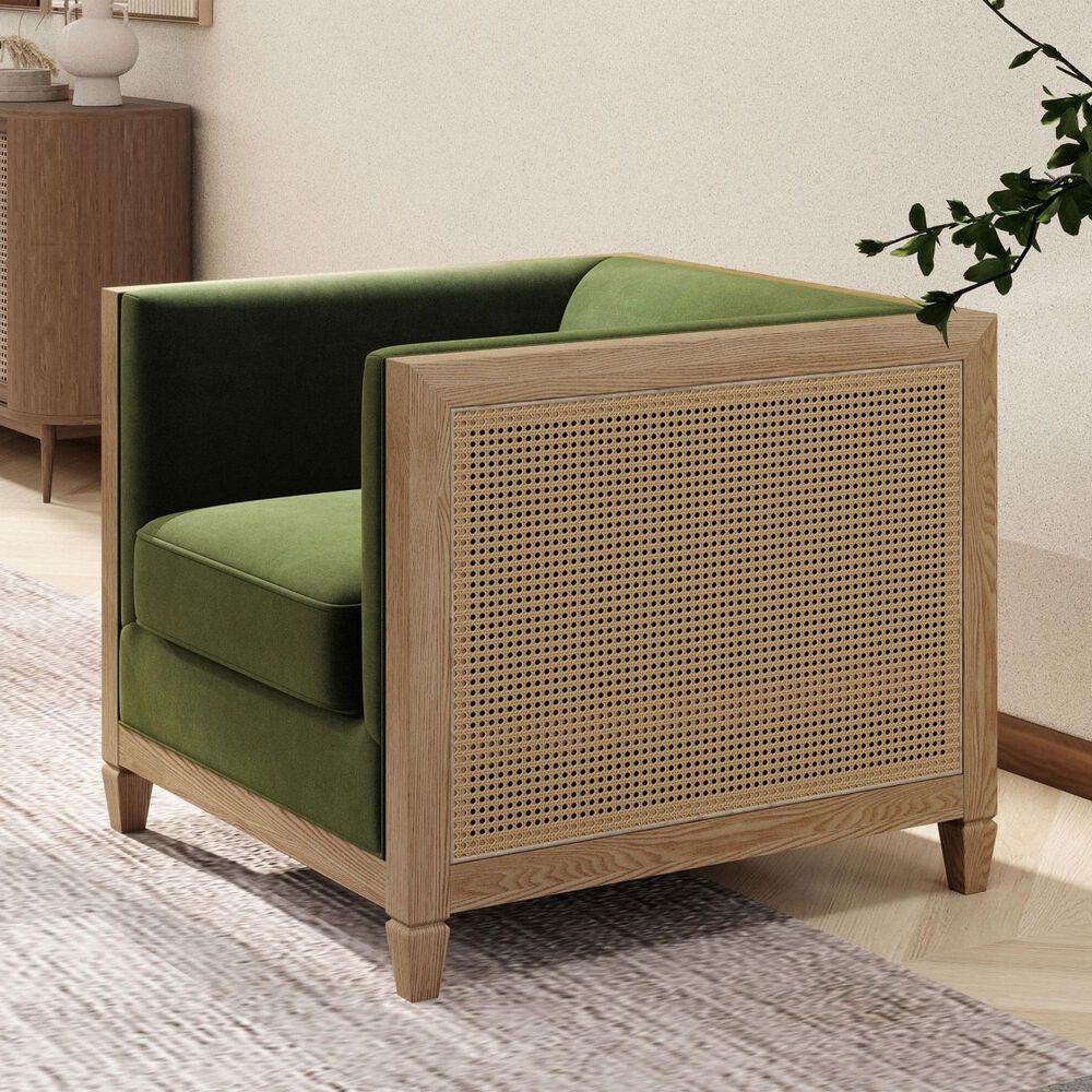 Jennifer Taylor Home Georgia Accent Arm Chair with Olive Green, , large