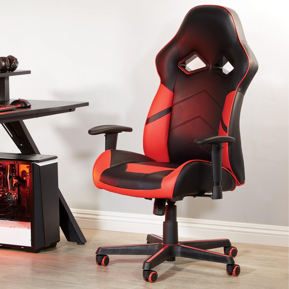 OSP Home Vapor Gaming Chair in Black and Red, , large