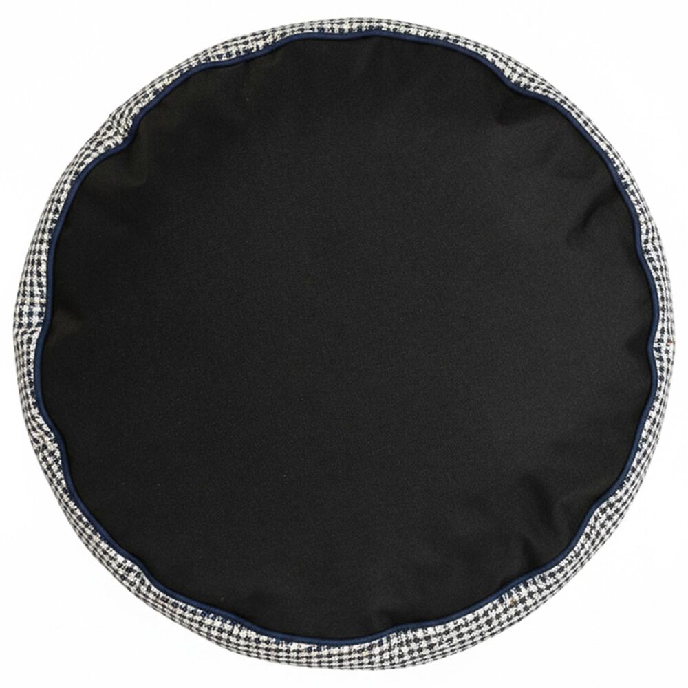 Howard Elliott Furley Short Pouf in Navy and Ivory, , large