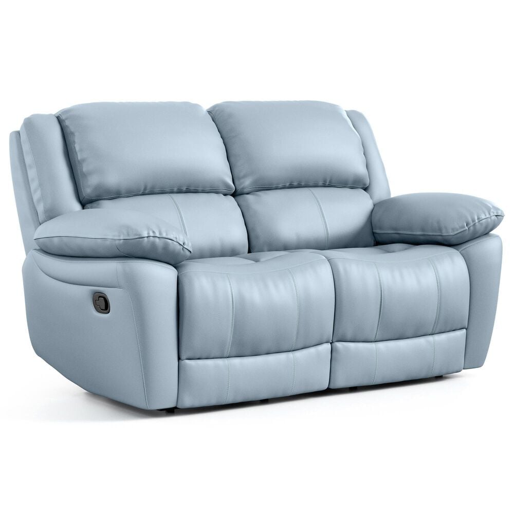 Furniture of America Glarus Manual Reclining Loveseat in Powder Blue, , large