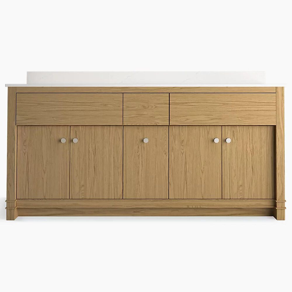 Kohler Alouette 72" Double Bathroom Vanity in Light Oak with 2 cm White Quartz Top and Rectangular Sinks, , large