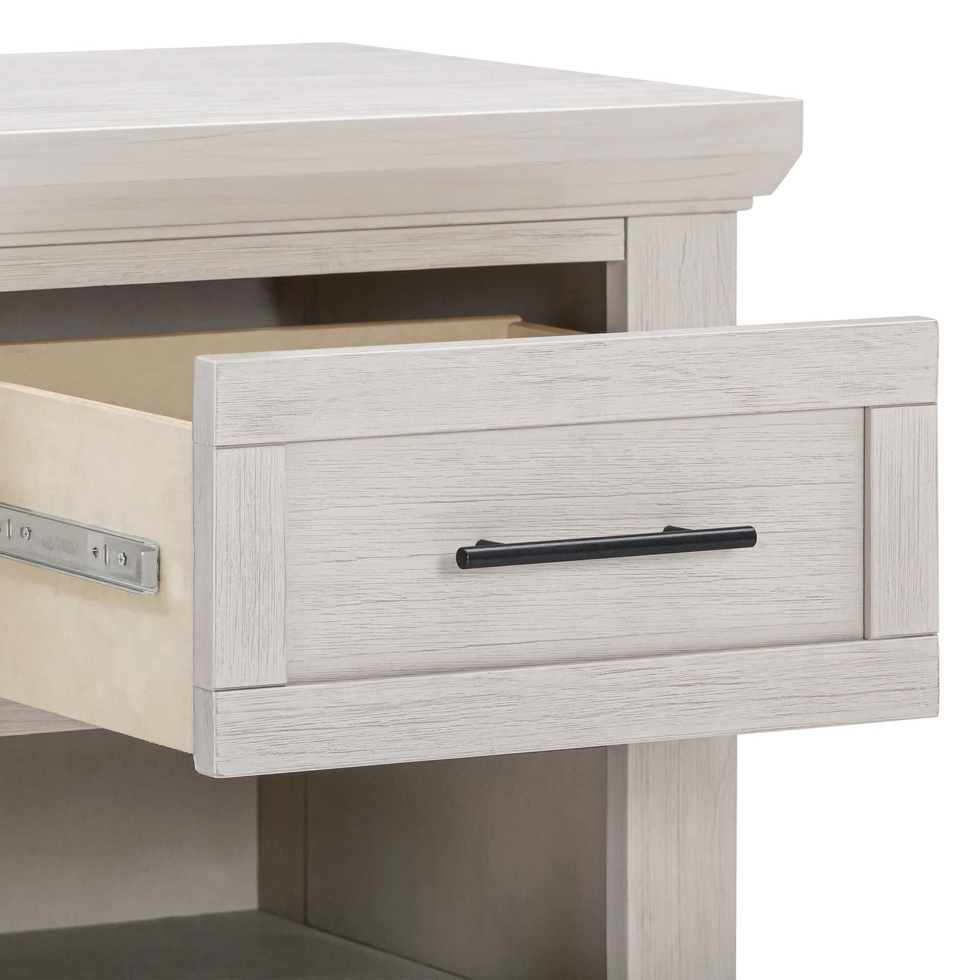 DaVinci Emory Farmhouse 1-Drawer Nightstand in White Driftwood