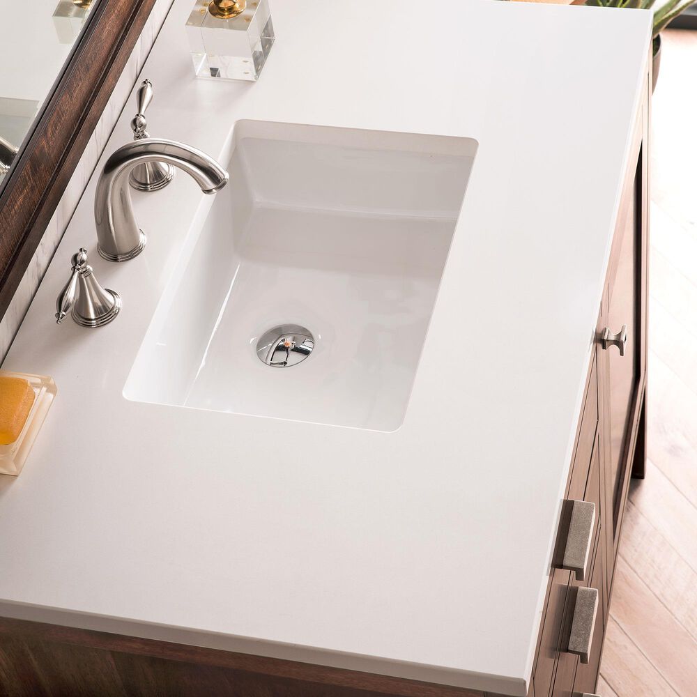 James Martin Vanities Addison 36" Single Vanity Cabinet in Mid Century Acacia with 3 cm White Zeus Quartz Top and Rectangular Sink, , large