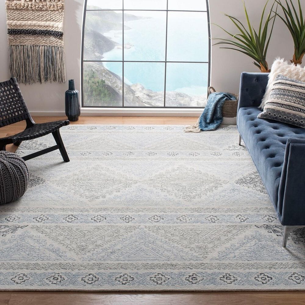 Safavieh Micro-Loop 8&#39; x 10&#39; Ivory and Grey Area Rug, , large
