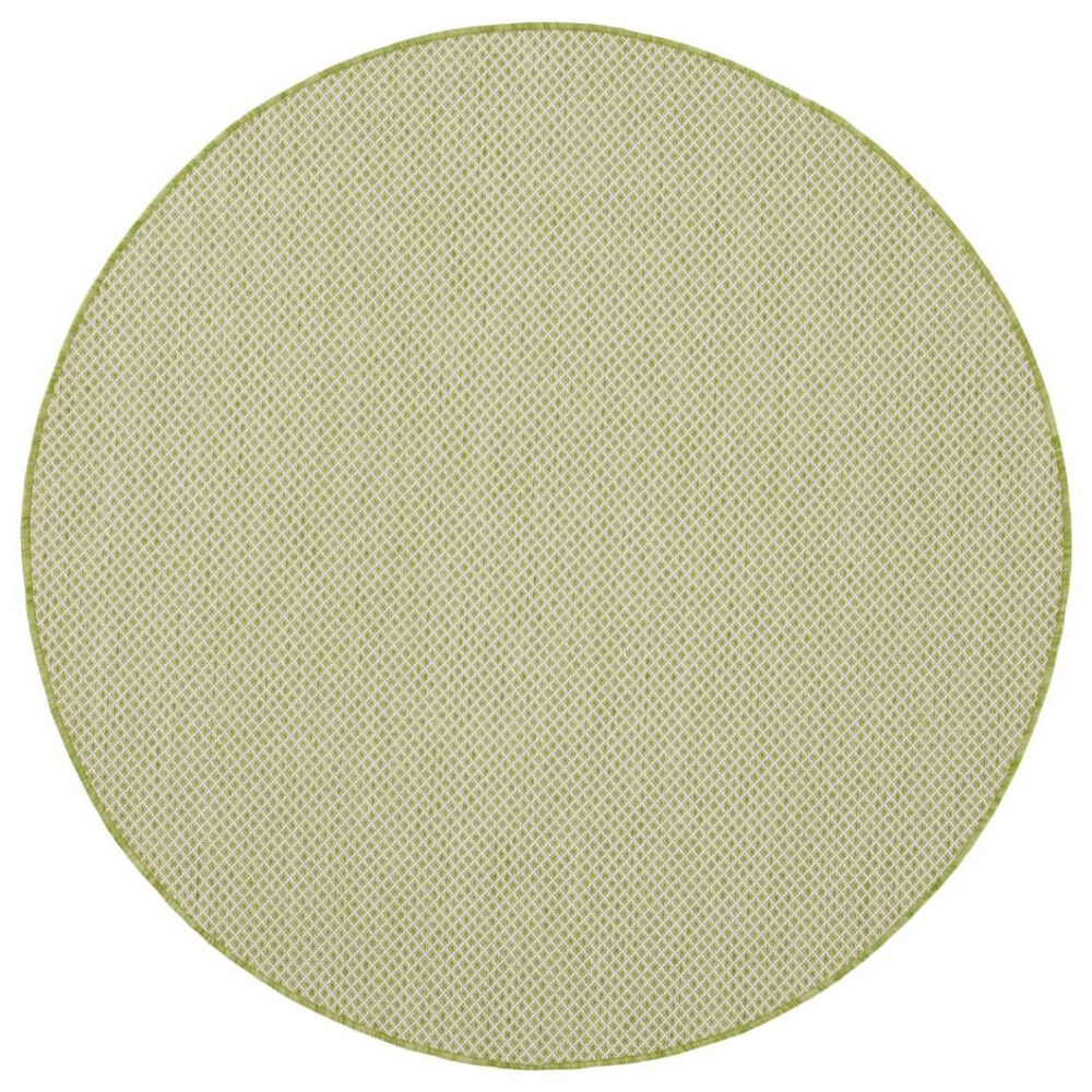 Nourison Courtyard Ivory and Green 4&#39; Round Indoor/Outdoor Area Rug, , large