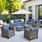 HOMLUX 7-Piece Rattan Sectional Set in Denim Blue, , large