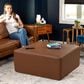 Jaxx Fairlie Faux Leather Ottoman in Walnut, , large