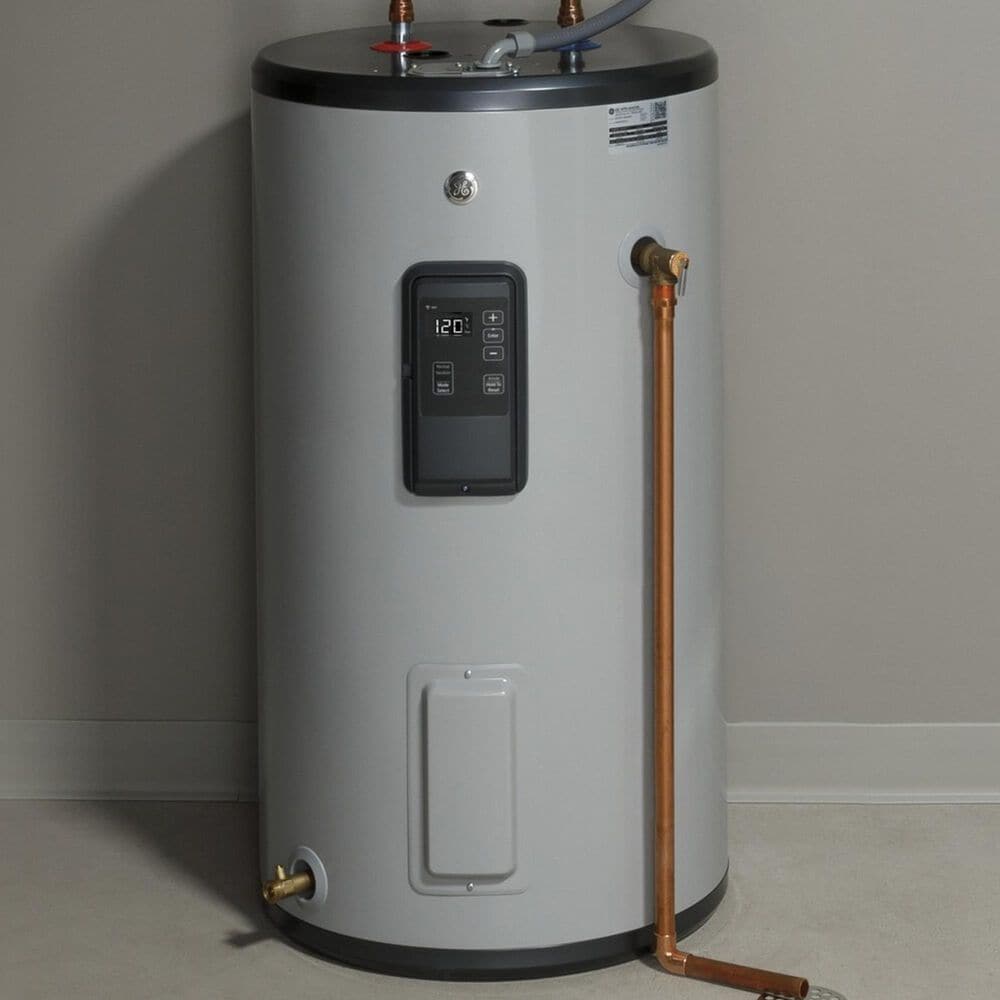 GE Appliances 30-Gallon Smart Short Electric Water Heater with Brass Drain Valve in Gray, , large