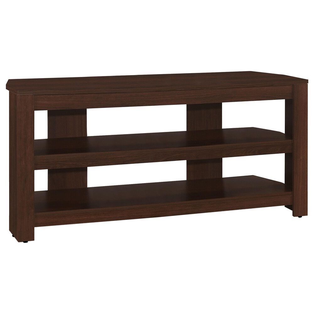 Monarch Specialties 42" Corner TV Stand in Cherry, , large
