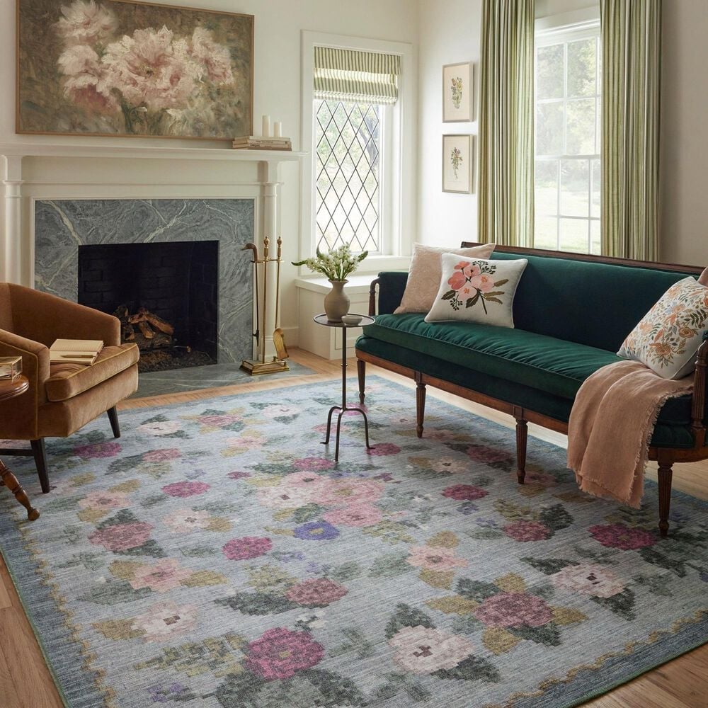 Rifle Paper Co. x Loloi Rosa Antique Rose 8&#39;4&quot; x 11&#39;6&quot; Sky Area Rug, , large