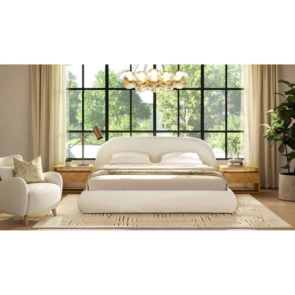 Jennifer Taylor Home Archie Puffy Grounded Queen Upholstered Platform Bed in Almond White, , large