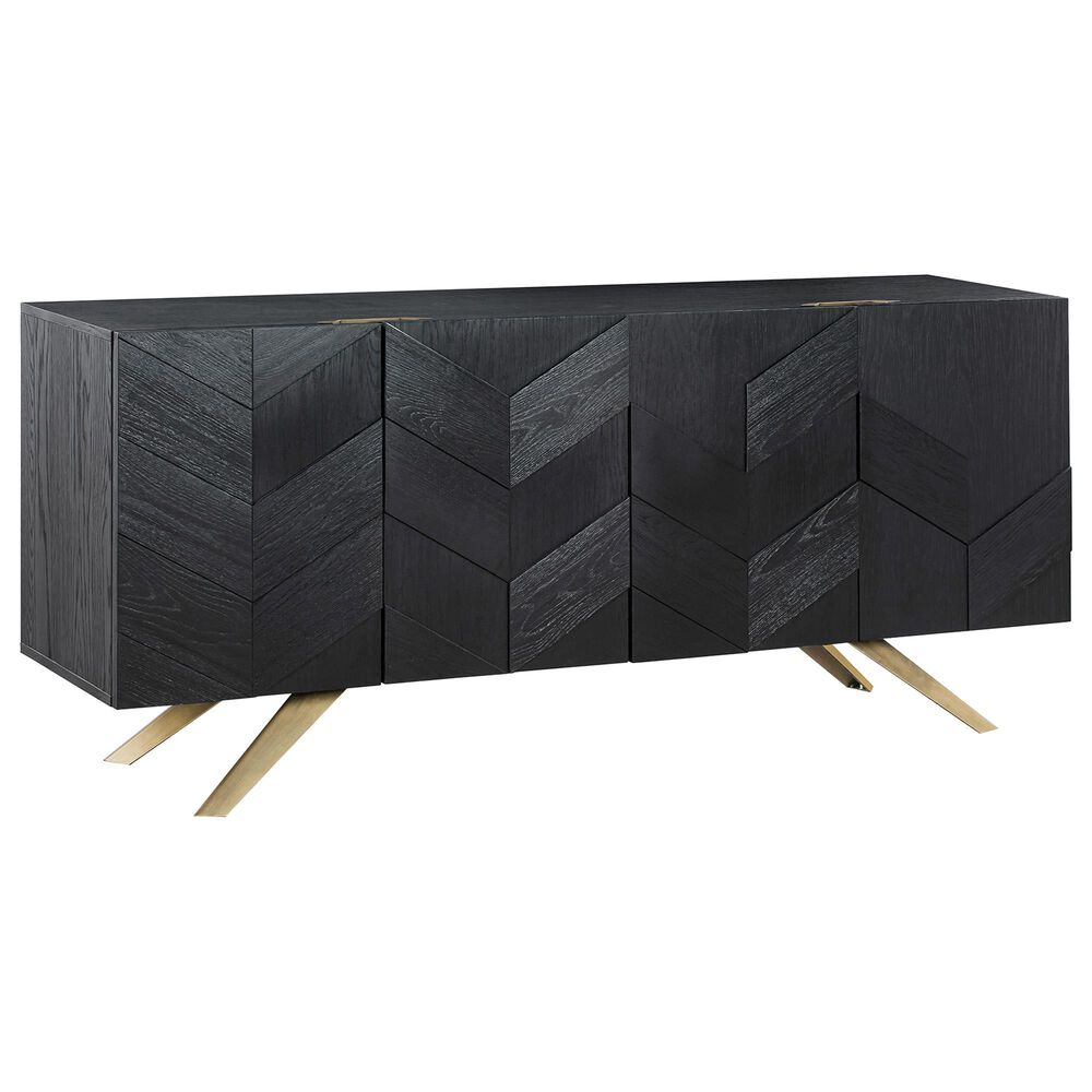 Blue River Lombard 4Door Sideboard in Black Brushed and Antique Brass