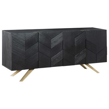 Blue River Lombard 4-Door Sideboard in Black Brushed and Antique Brass, , large