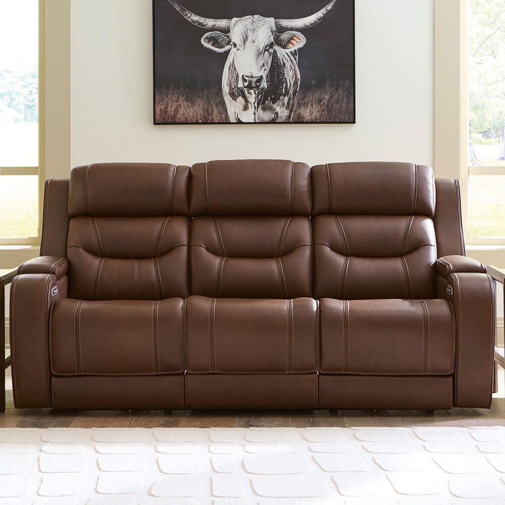 Ashley Knightington Power Reclining Sofa in Brown, , large
