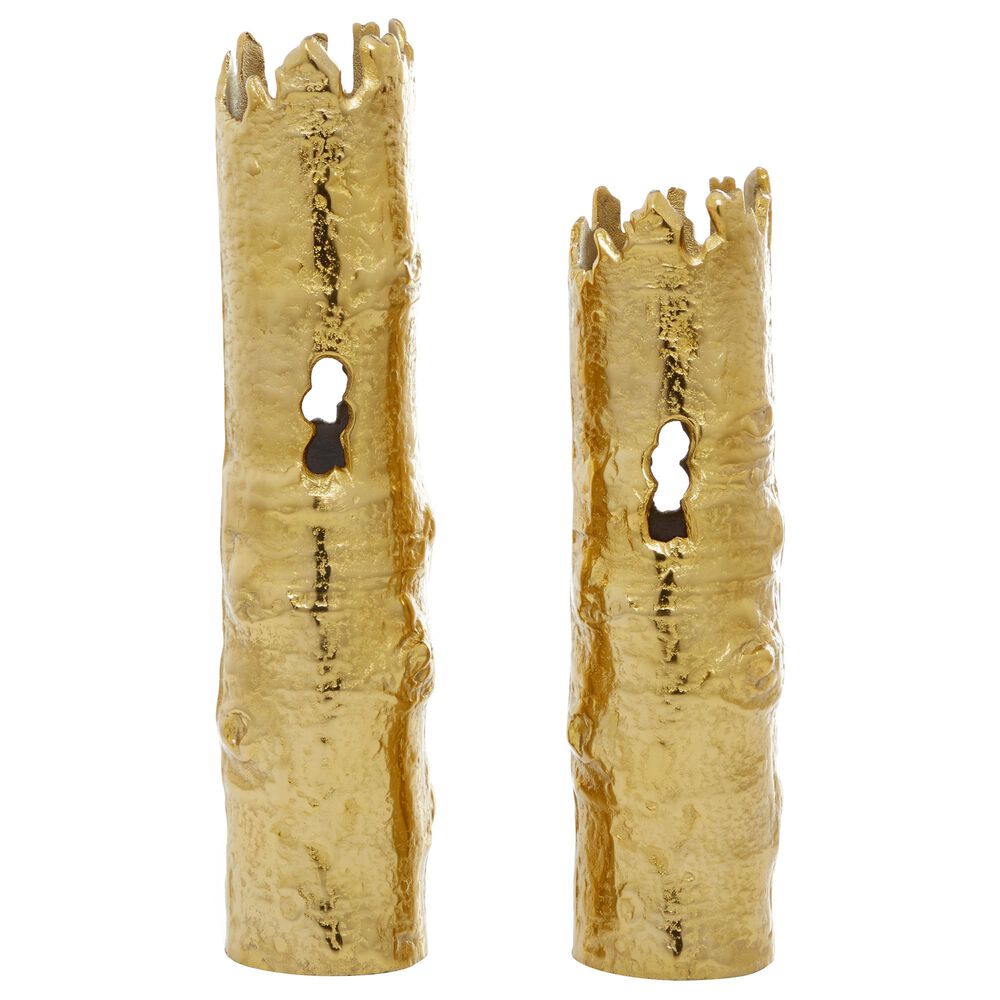 CosmoLiving by Cosmopolitan Bamboo-Shaped Vase in Gold &#40;Set of 2&#41;, , large