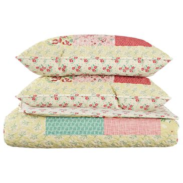 Timberlake 3-Piece King Quilt Set in Pastel Pink, Mint Green, Yellow and Red, , large