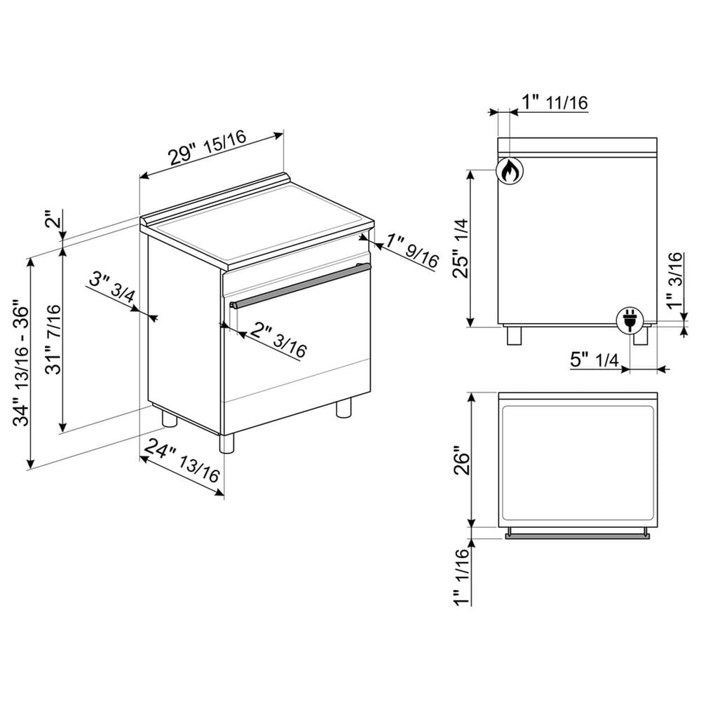 SMEG 4.56 Cu. Ft. Freestanding Dual Fuel Range in Stainless Steel, , large