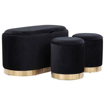 Lumisource Marla 3-Piece Nesting Storage Ottoman in Black, , large