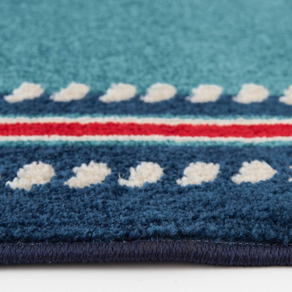 Central Oriental Terrace Tropic Nautical Border Rope 7&#39;10&quot; x 9&#39;10&quot; Turquoise and Sapphire Area Rug, , large