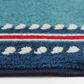 Central Oriental Terrace Tropic Nautical Border Rope 7"10" x 9"10" Turquoise and Sapphire Area Rug, , large