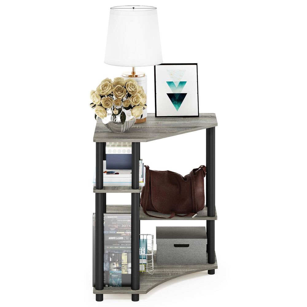 HOMLUX Multipurpose Corner Desk with Storage Shelves in French Oak Grey and Black, , large