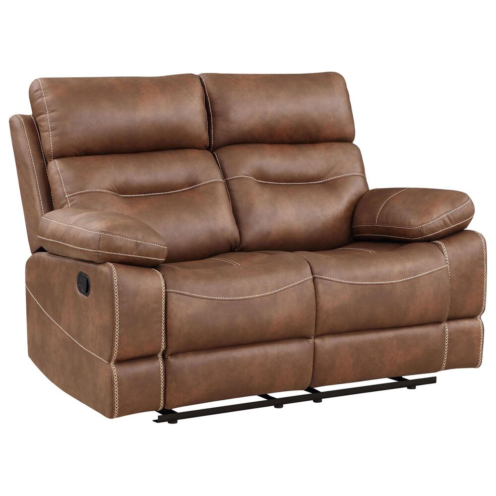 Steve Silver Rudger Manual Reclining Loveseat in Chestnut Brown, , large