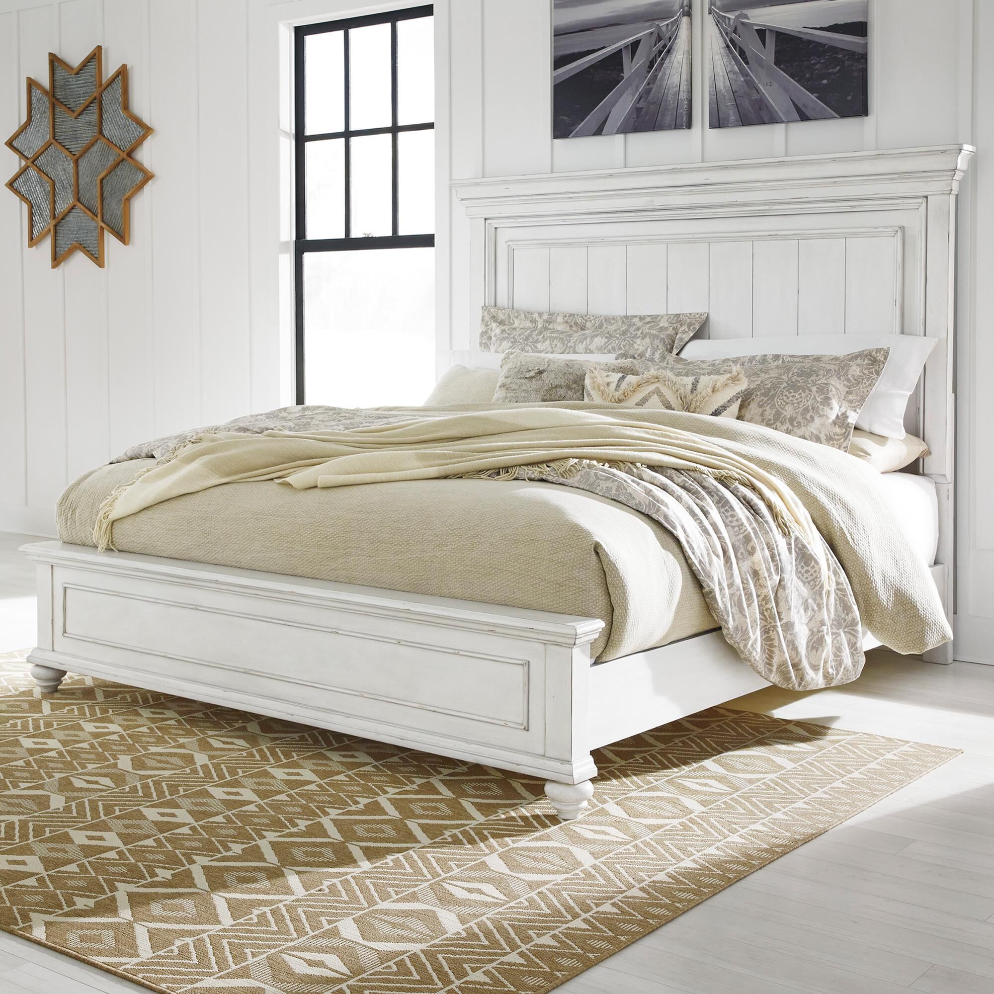 Ashley Kanwyn California King Panel Bed in Whitewash