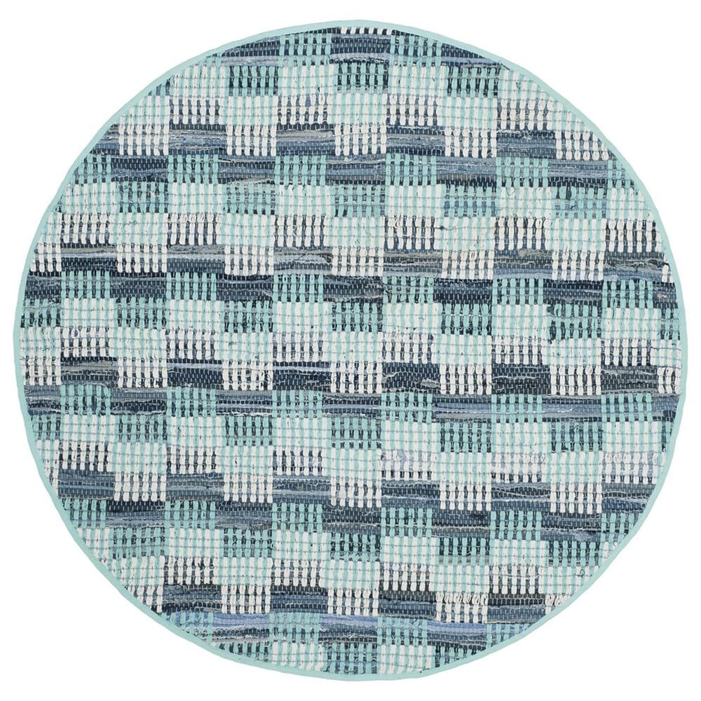 Safavieh Montauk Geometric 4" Round Turquoise and Multicolor Area Rug, , large